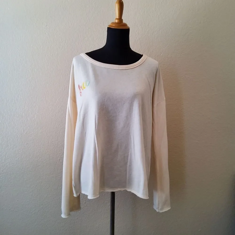 Hello Nite Long Sleeve Graphic Loungewear Top Size L New